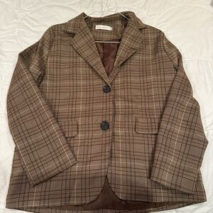 Brown Plaid Women's Blazer